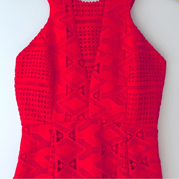 Adelyn Rae Lace Crochet Fit & Flare Dress - Red - Picture 3 of 12